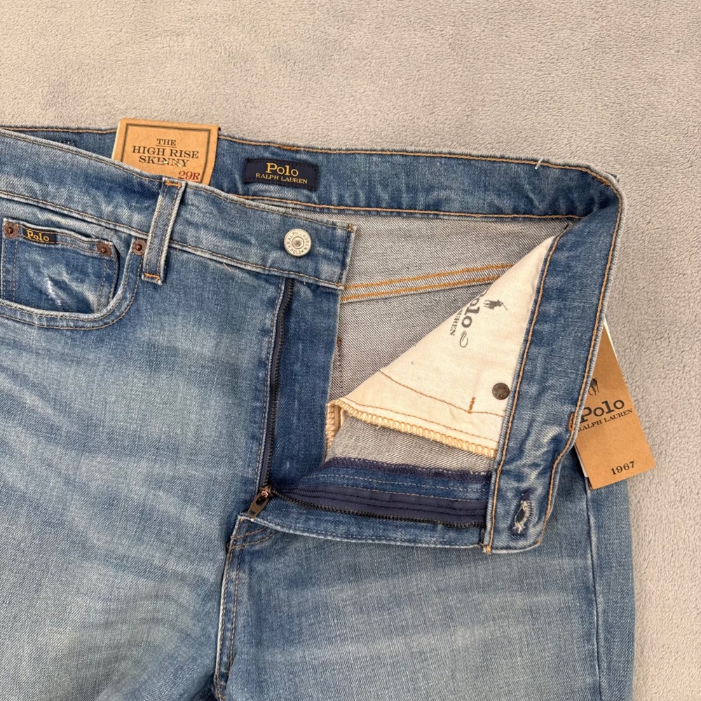 Polo Ralph Lauren High Rise Skinny Jeans Womens 29R Medium Wash Blue Denim NWT - Picture 5 of 14